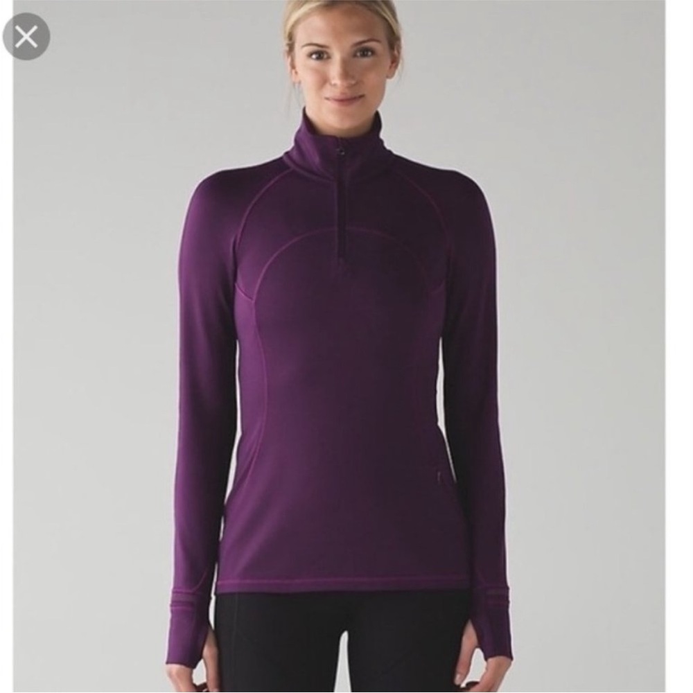 Lululemon Athletica First Mile Eggplant Magenta 1/4 Zip Pullover Jacket Size 2